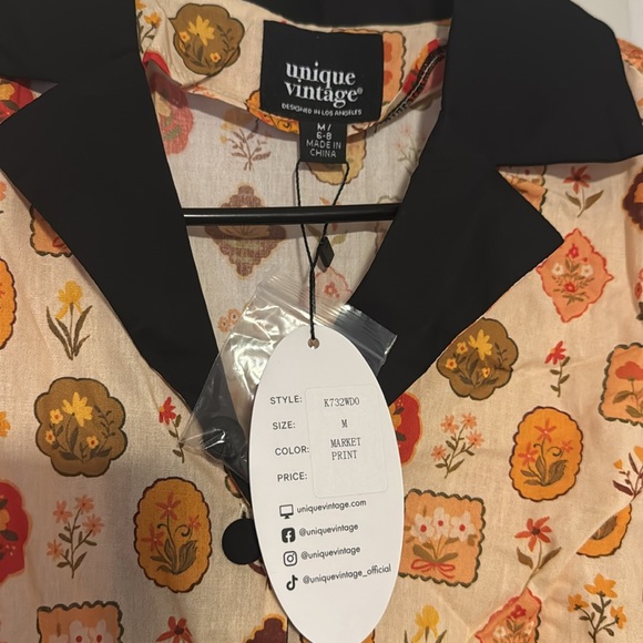 Unique Vintage 1950s Cream Floral Alexis Swing Dress - Picture 2 of 4